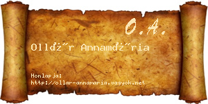 Ollár Annamária névjegykártya